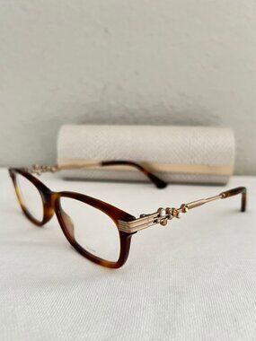 Jimmy Choo JC211 Gold Tortoise 086 Plastic Eyeglasses Frame 52-17-140 Acetate